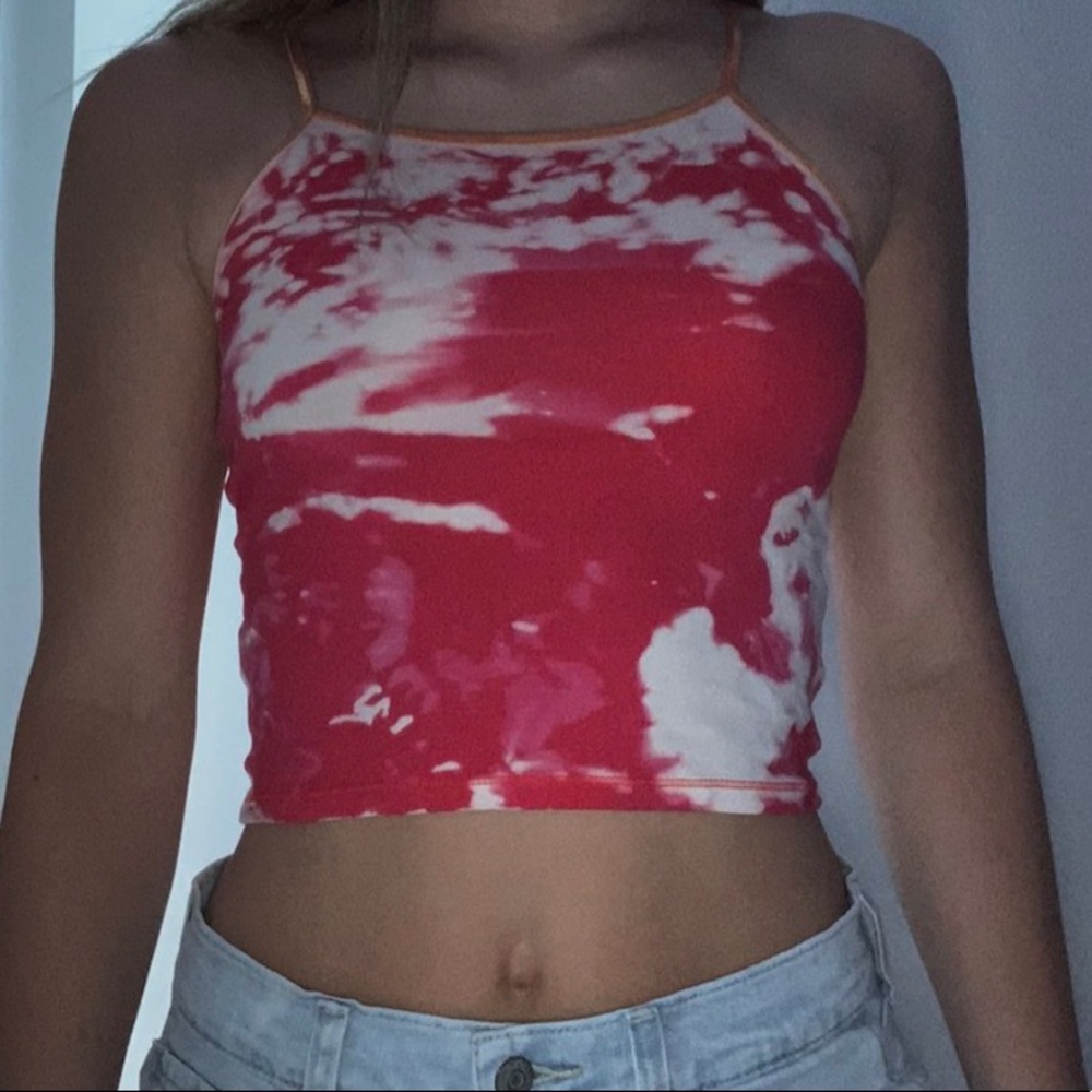 red acid washed tank top